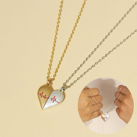 Magnetic Heartbeat Necklace Set